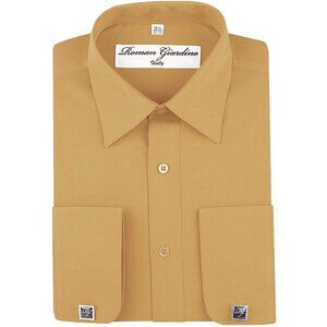 Men's Dress Shirts Convertible Long Sleeve Botton Down Collar - Peach